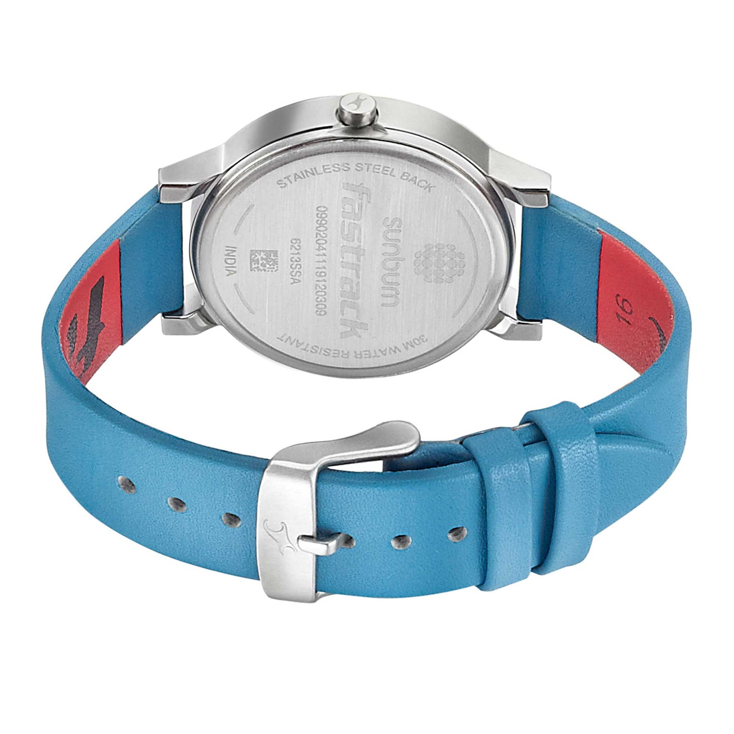 Fastrack Sunburn Quartz Analog Blue Dial Leather Strap Watch for Girls