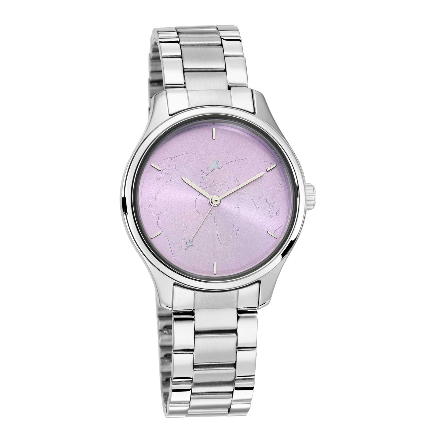 Fastrack Tripster Quartz Analog Purple Dial Stainless Steel Strap Watch for Girls