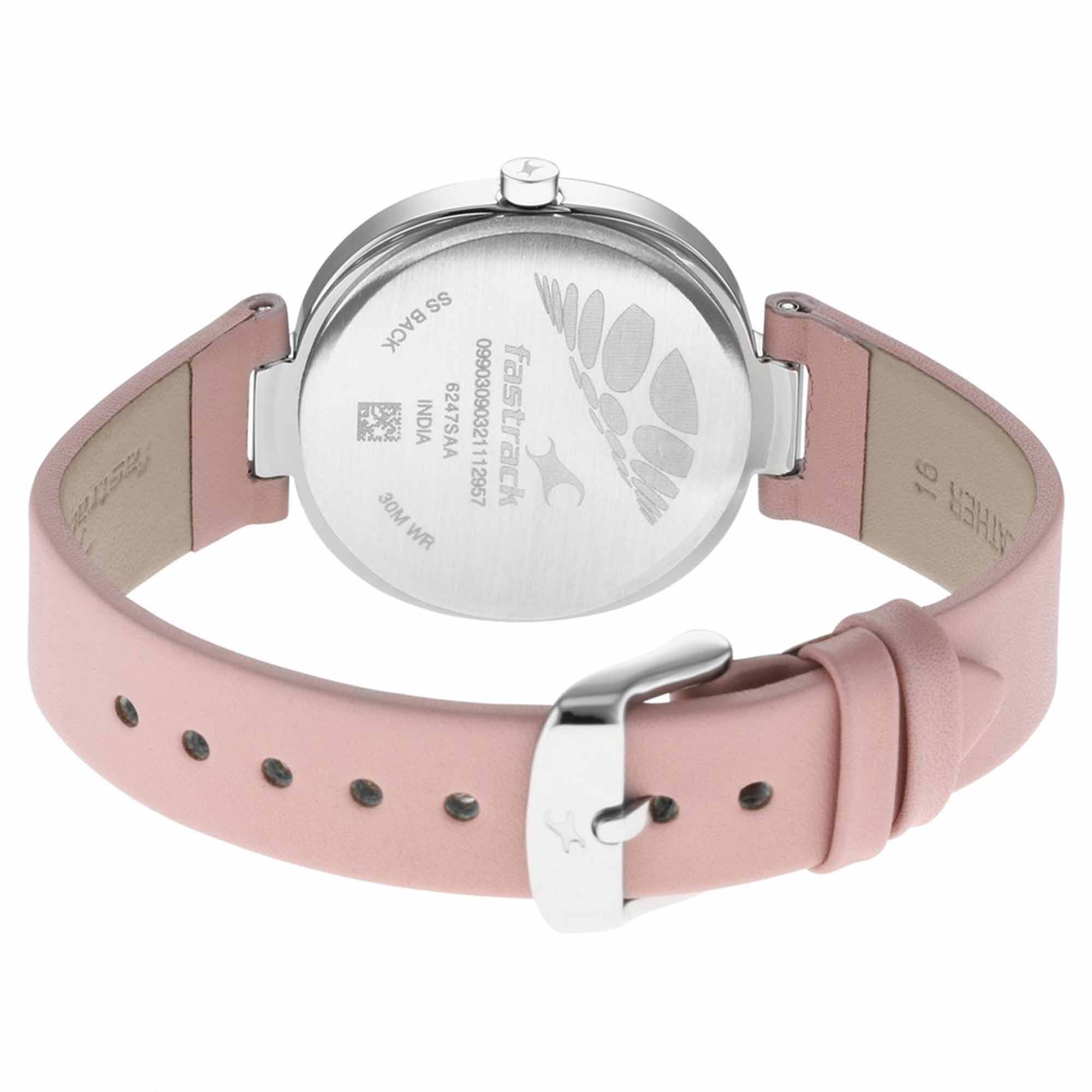 Fastrack Stunners Quartz Analog Pink Dial Leather Strap Watch for Girls