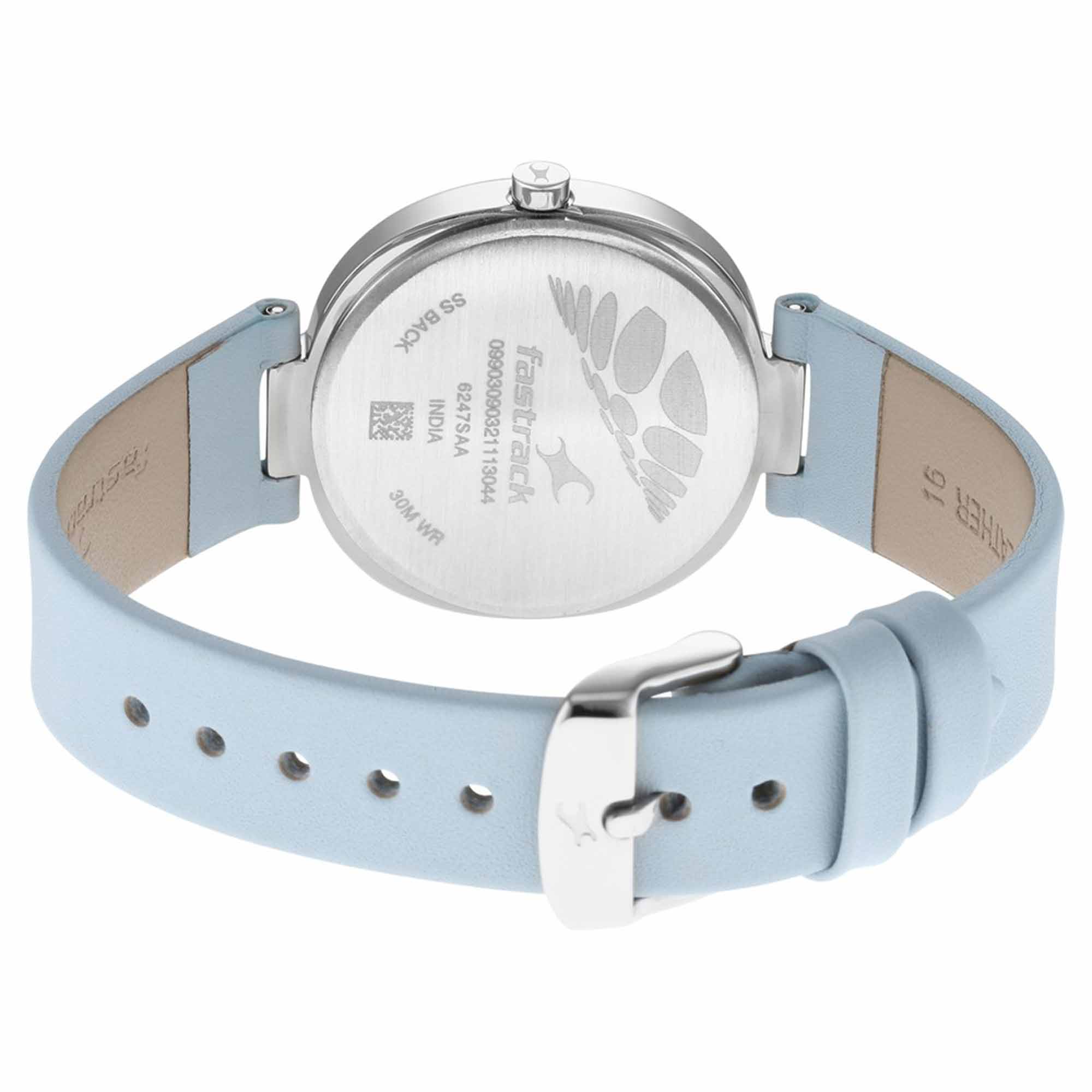 Fastrack Stunners Quartz Analog Blue Dial Leather Strap Watch for Girls