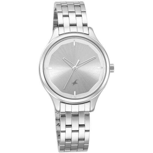 Fastrack Stunners Quartz Analog Silver Dial Metal Strap Watch for Girls