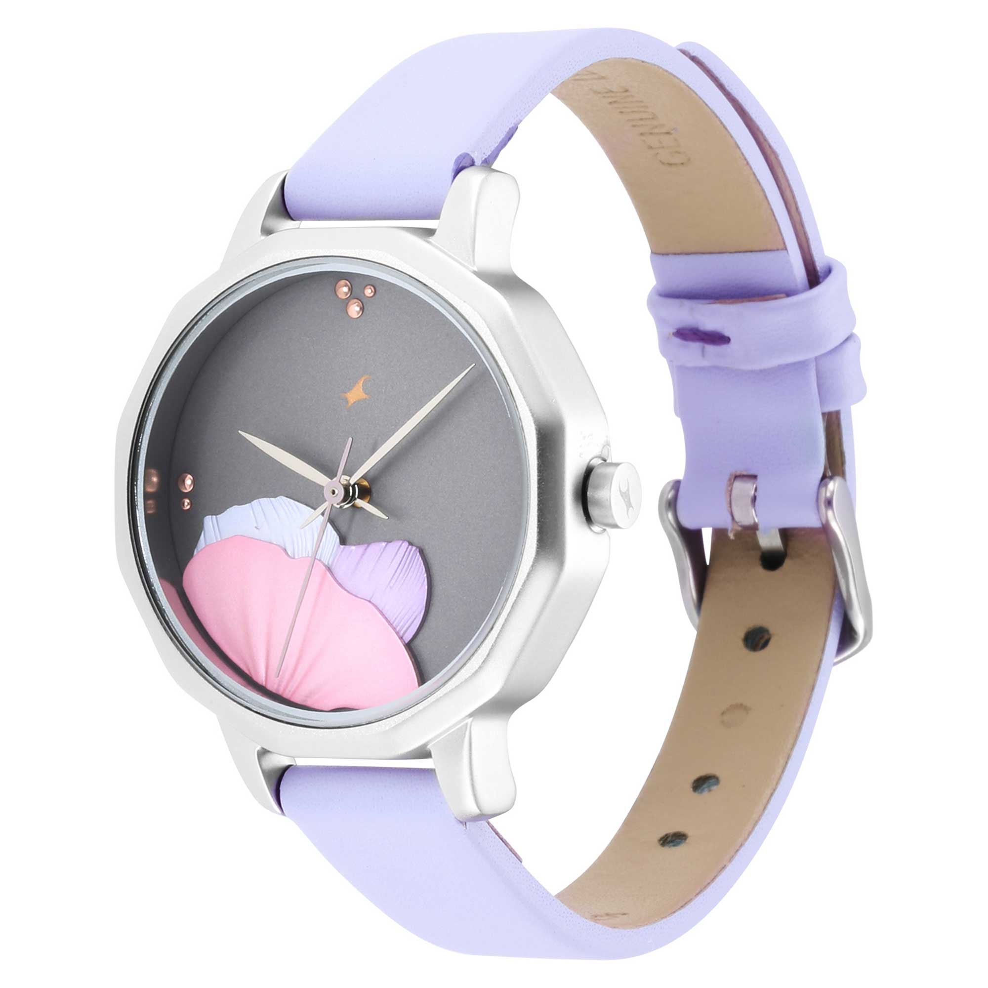 Fastrack Uptown Retreat Quartz Analog Grey Dial Leather Strap Watch for Girls