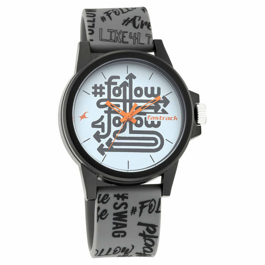 Fastrack Hashtag Quartz Analog Multicoloured Dial Silicone Strap Unisex Watch