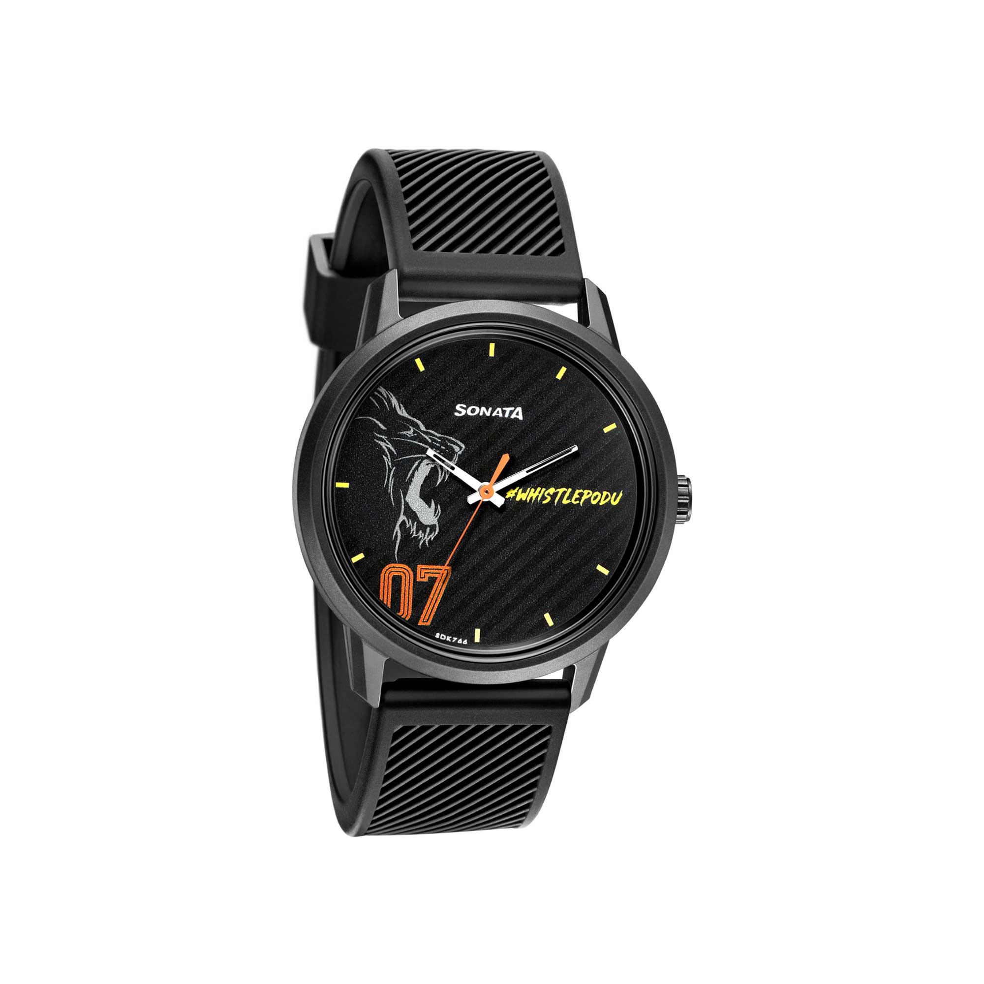 Sonata Csk Quartz Analog Black Dial TPU Strap Unisex Watch