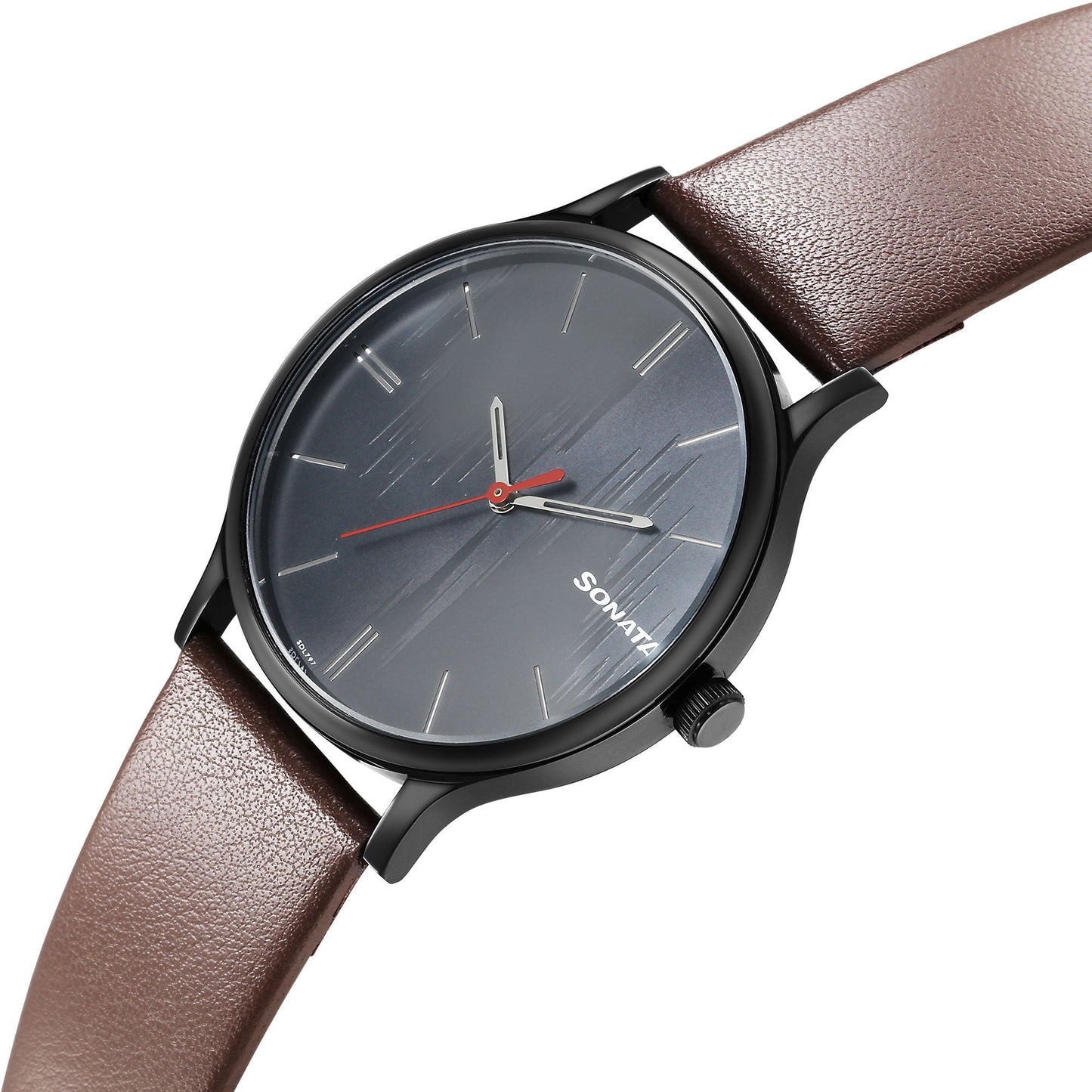Knot Grey Dial Leather Strap Watch for Men