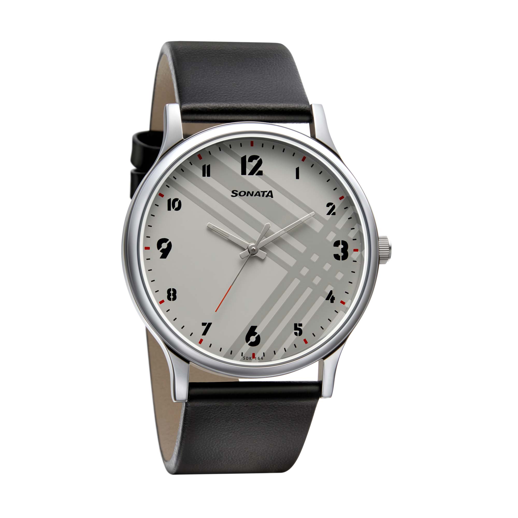 Sonata Quartz Analog White Dial Leather Strap Watch for Men