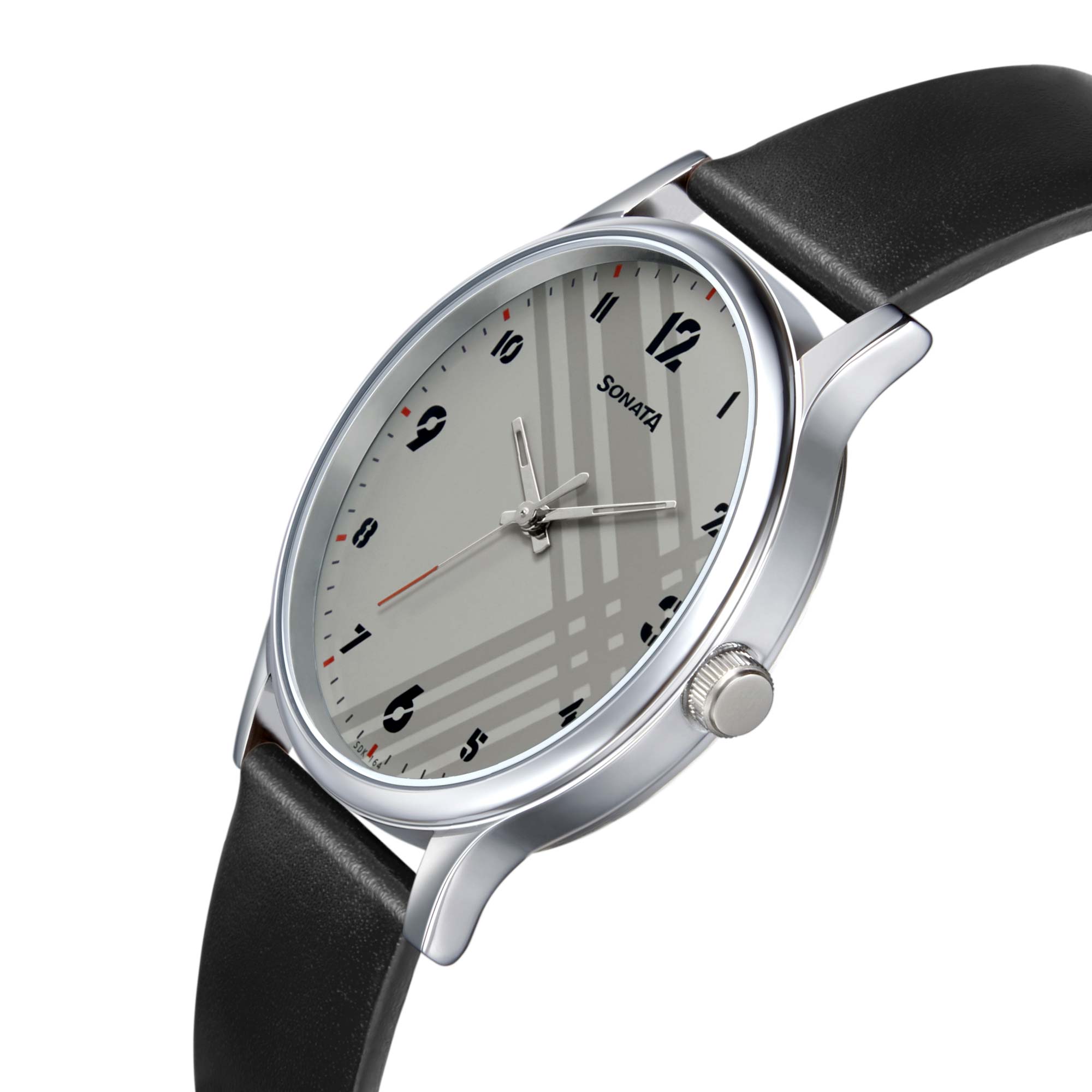 Sonata Quartz Analog White Dial Leather Strap Watch for Men