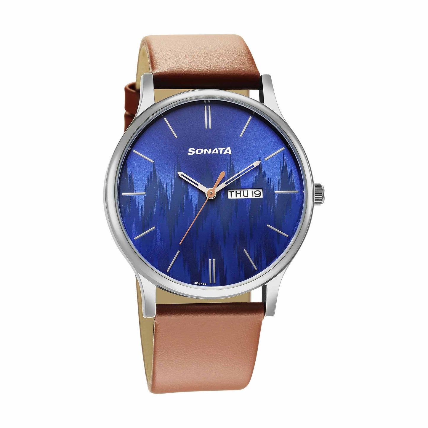 Knot Blue Dial Leather Strap Watch for Men