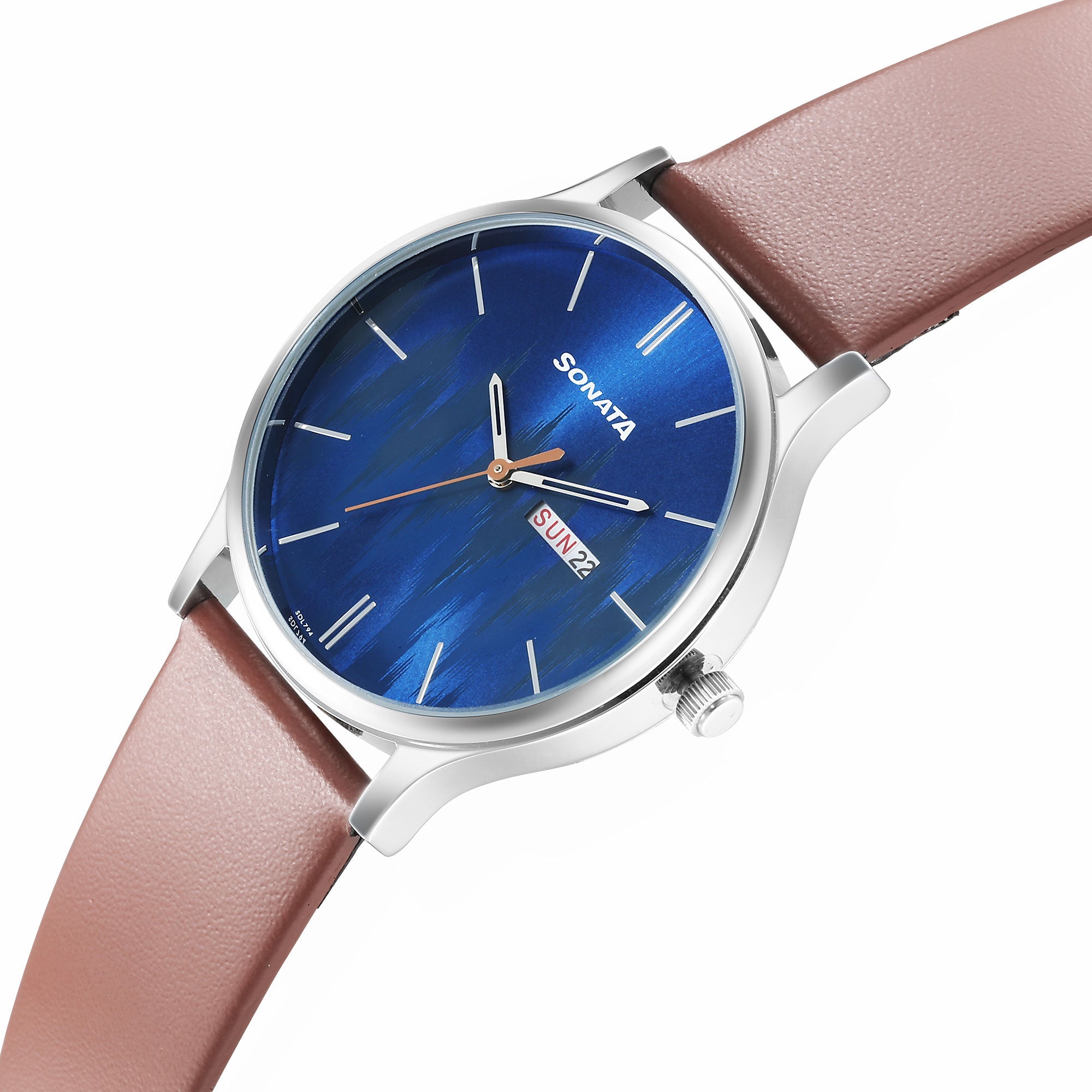 Knot Blue Dial Leather Strap Watch for Men