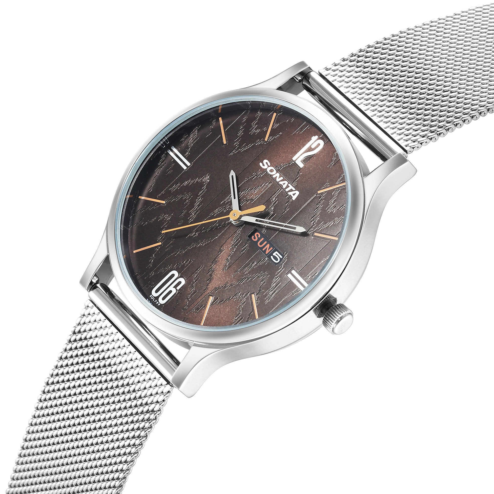 Knot Brown Dial Stainless Steel Strap Watch for Men