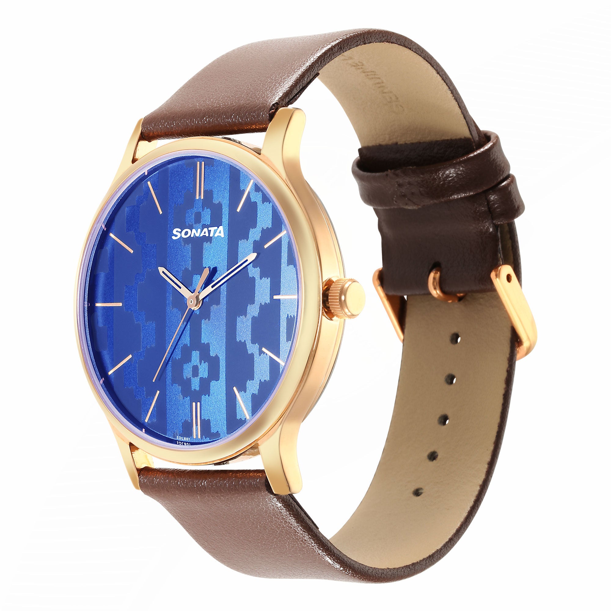 Knot Blue Dial Leather Strap Watch for Men