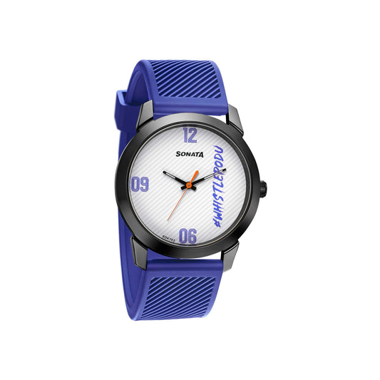 Sonata Quartz Analog White Dial TPU Strap Watch for Men