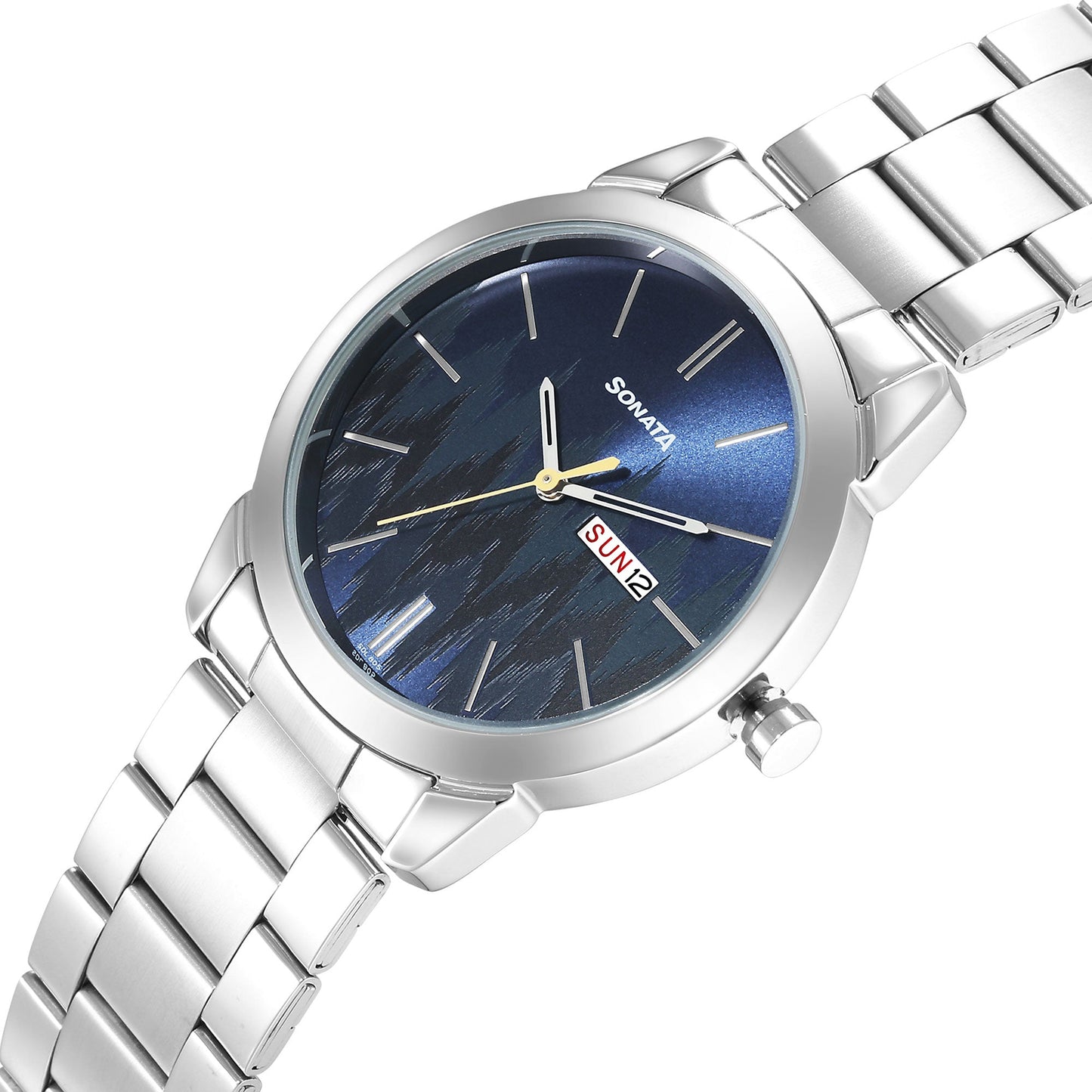Knot Blue Dial Stainless Steel Strap Watch for Men