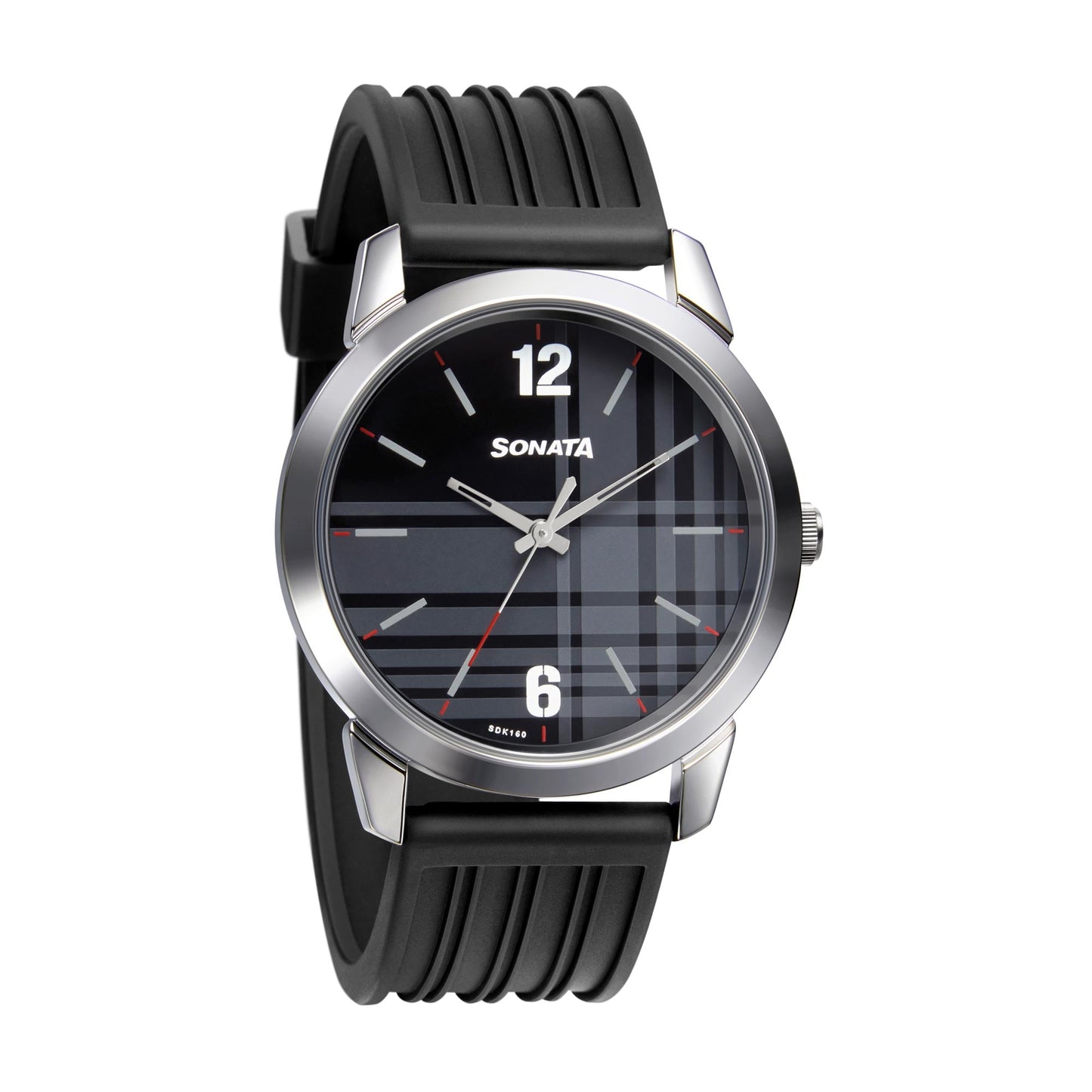 Sonata Quartz Analog Black Dial TPU Strap Watch for Men