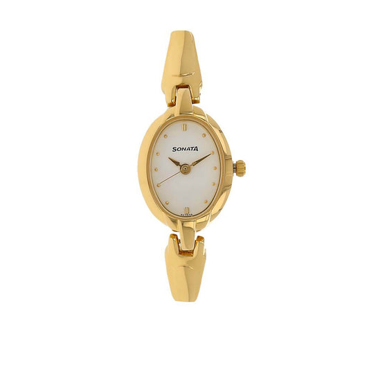 Sonata Quartz Analog White Dial Metal Strap Watch for Women