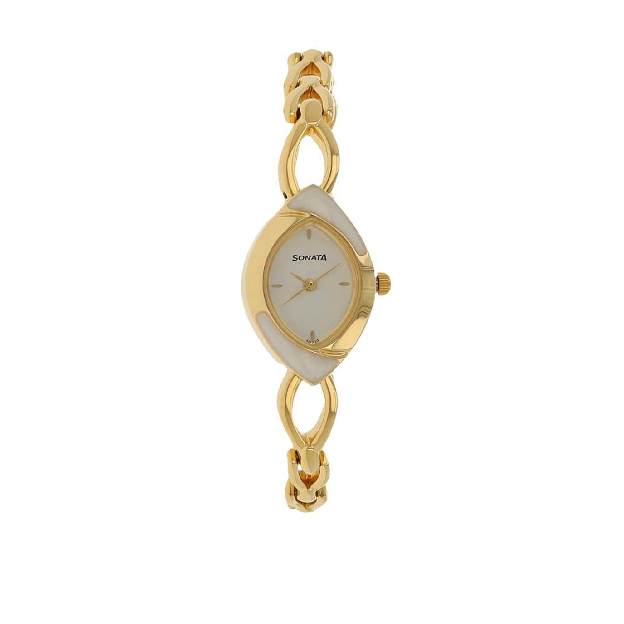 Sonata Quartz Analog White Dial Metal Strap Watch for Women