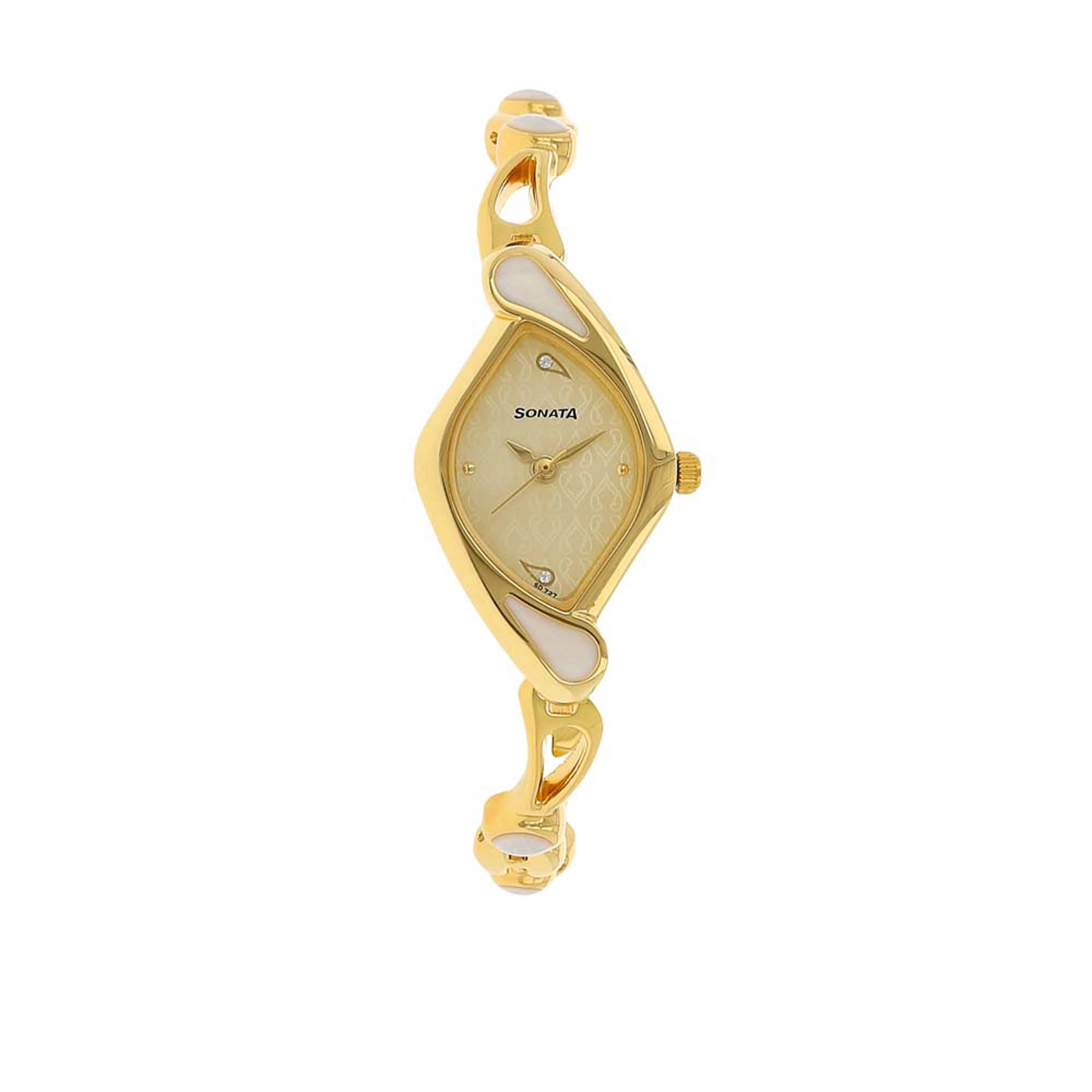 Sonata Quartz Analog Champagne Dial Metal Strap Watch for Women