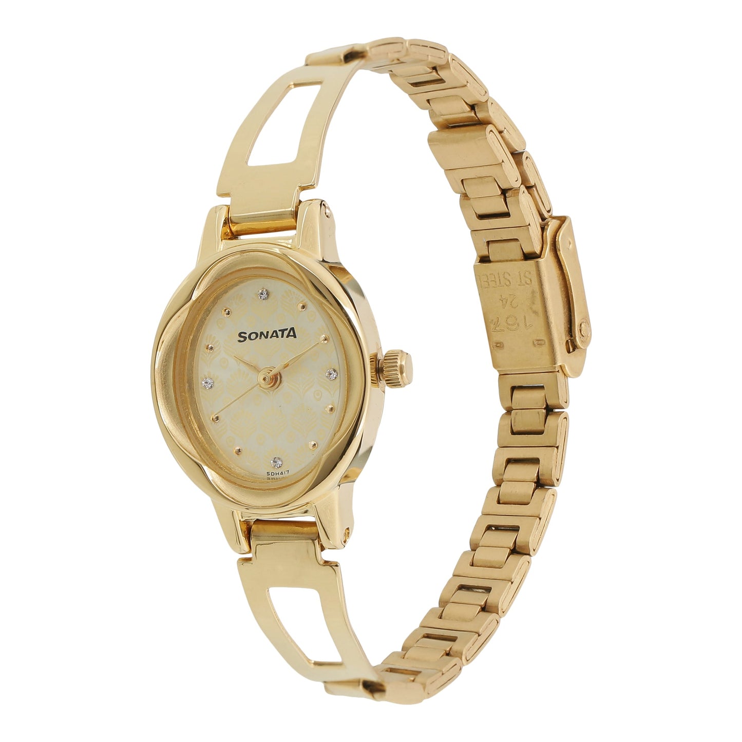 Sonata Pankh Champagne Dial Women Watch With Stainless Steel Strap