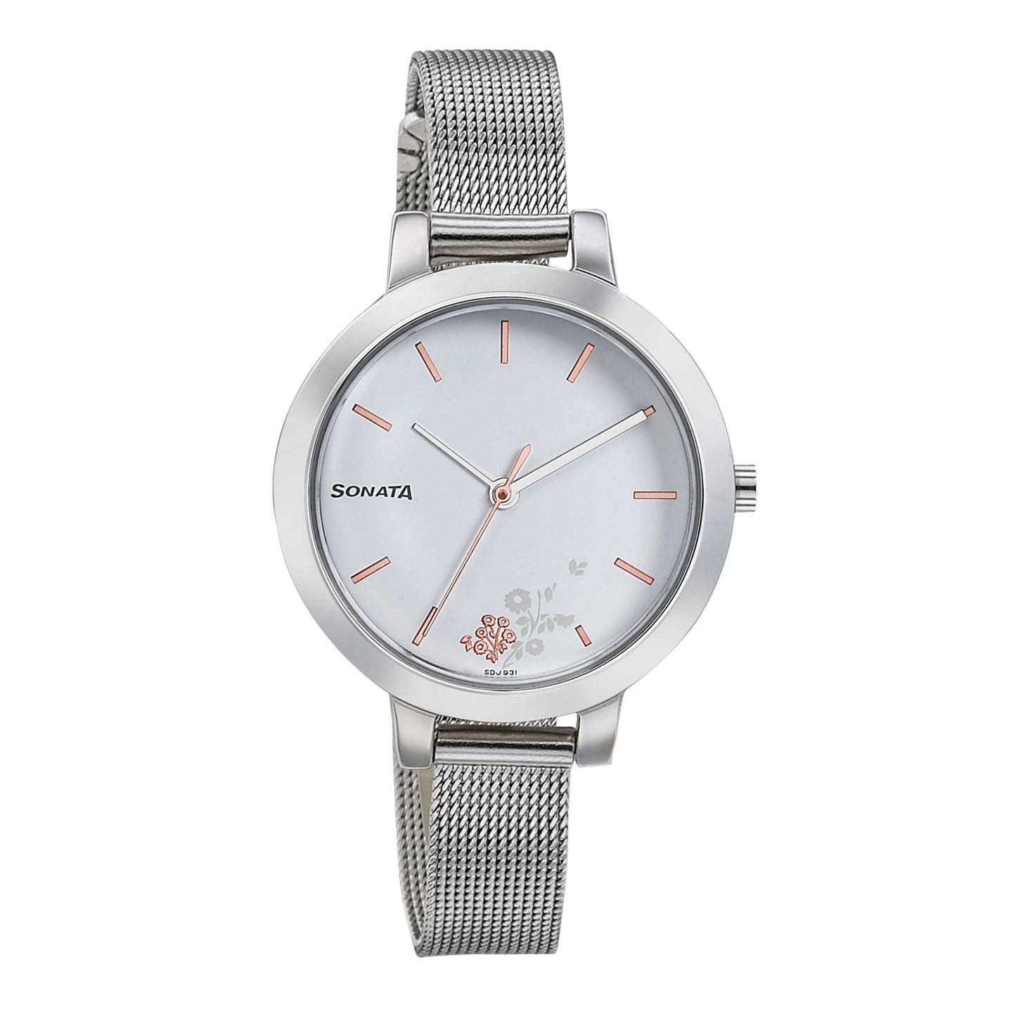 Sonata Silver Lining White Dial Women Watch With Stainless Steel Strap