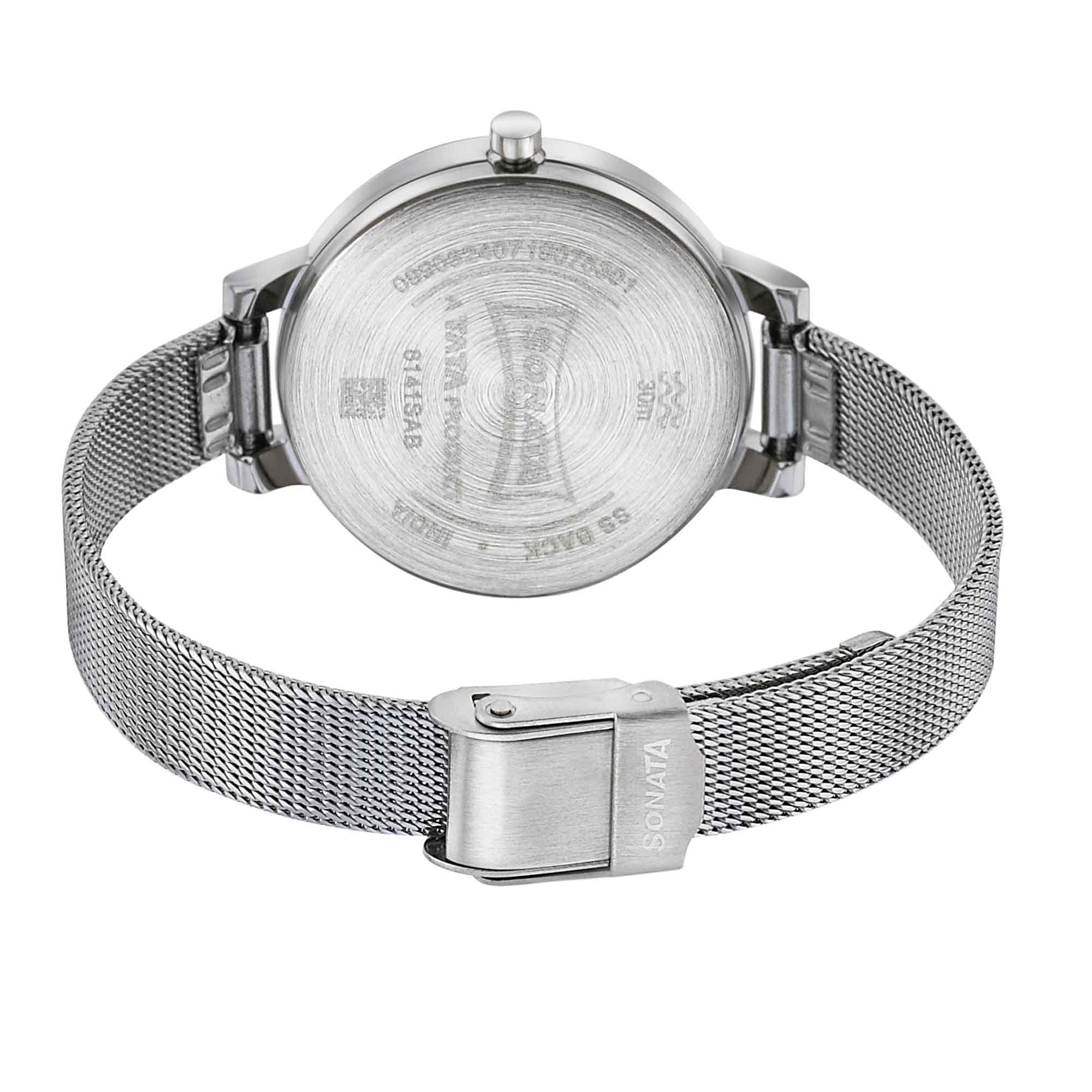 Sonata Silver Lining White Dial Women Watch With Stainless Steel Strap