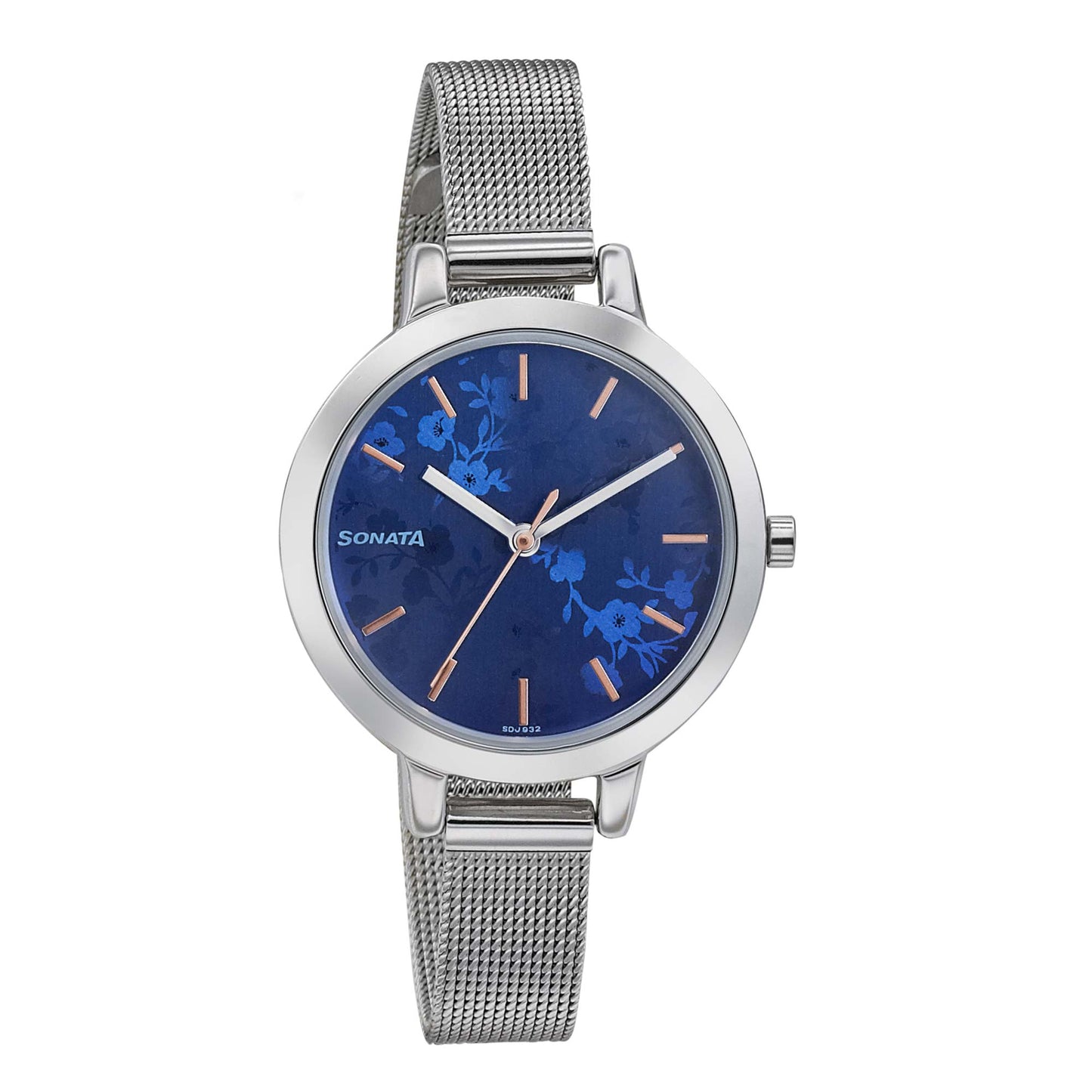 Sonata Silver Lining Blue Dial Women Watch With Stainless Steel Strap
