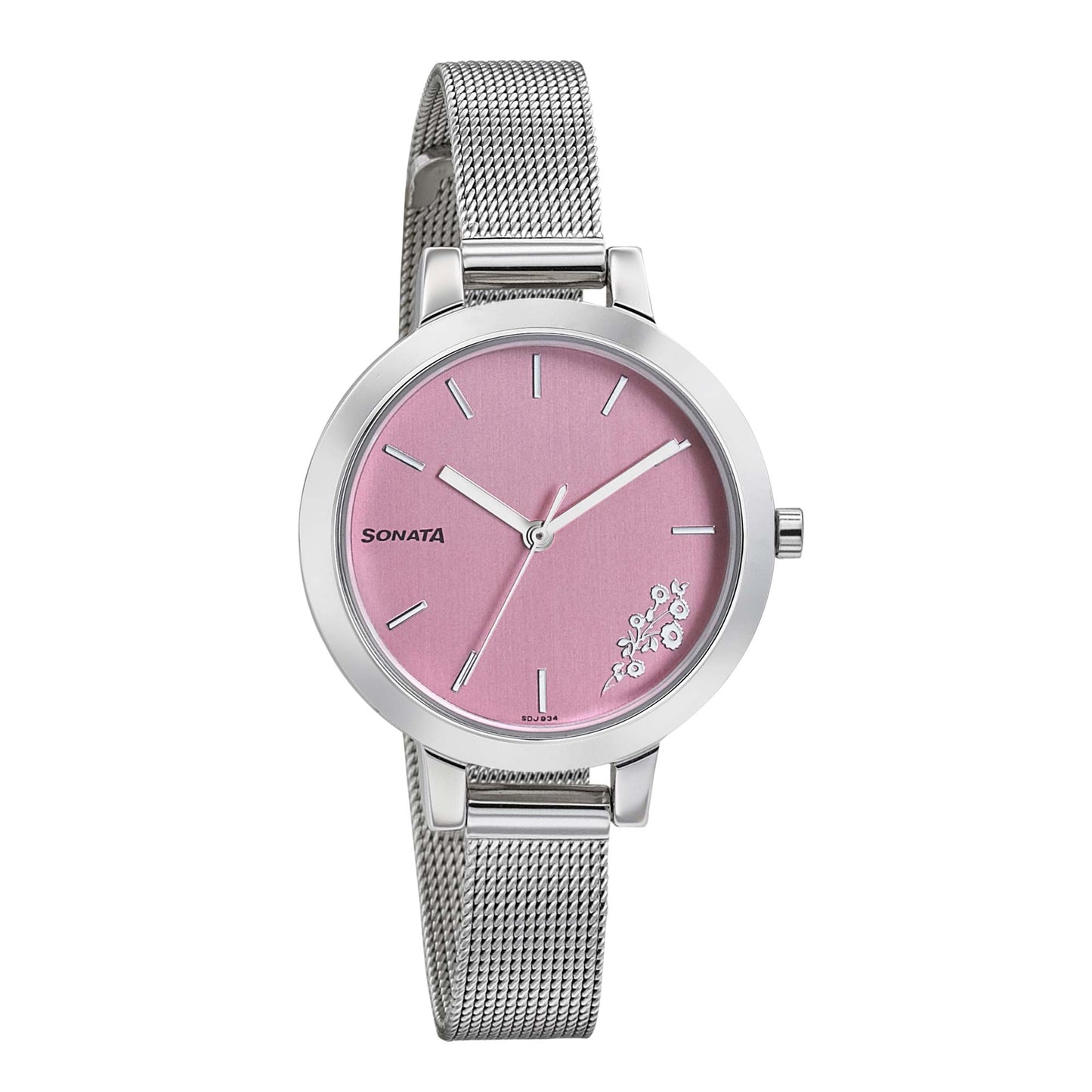 Sonata Silver Lining Pink Dial Women Watch With Stainless Steel Strap