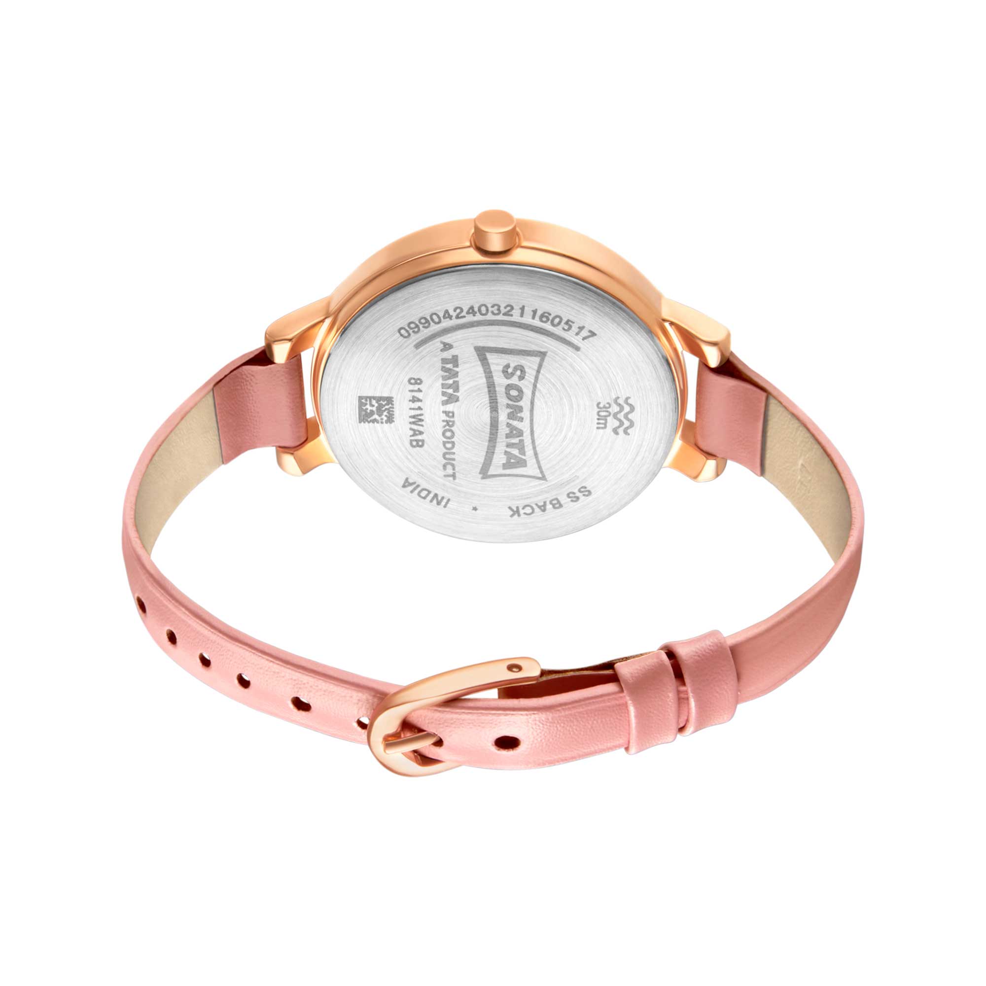 Sonata Play Pink Dial Women Watch With Leather Strap