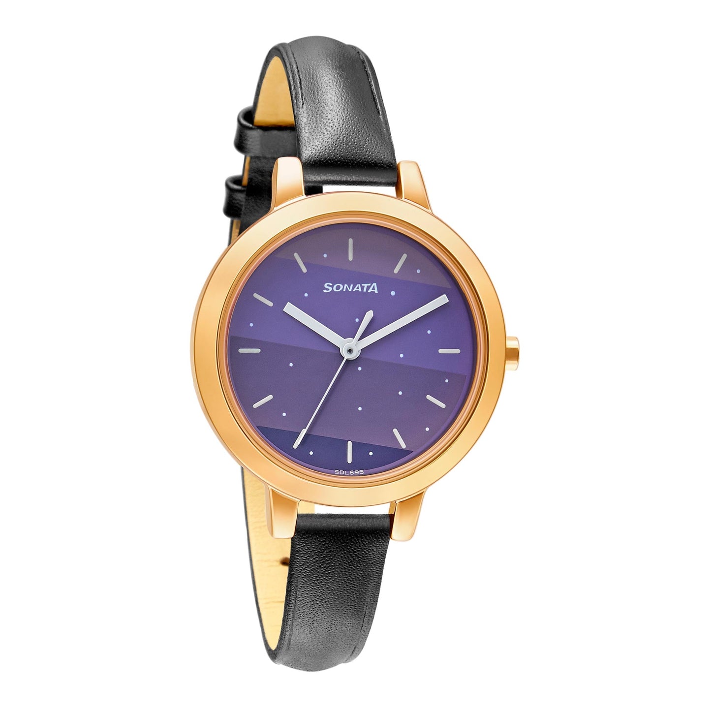 Sonata Play Purple Dial Women Watch With Leather Strap