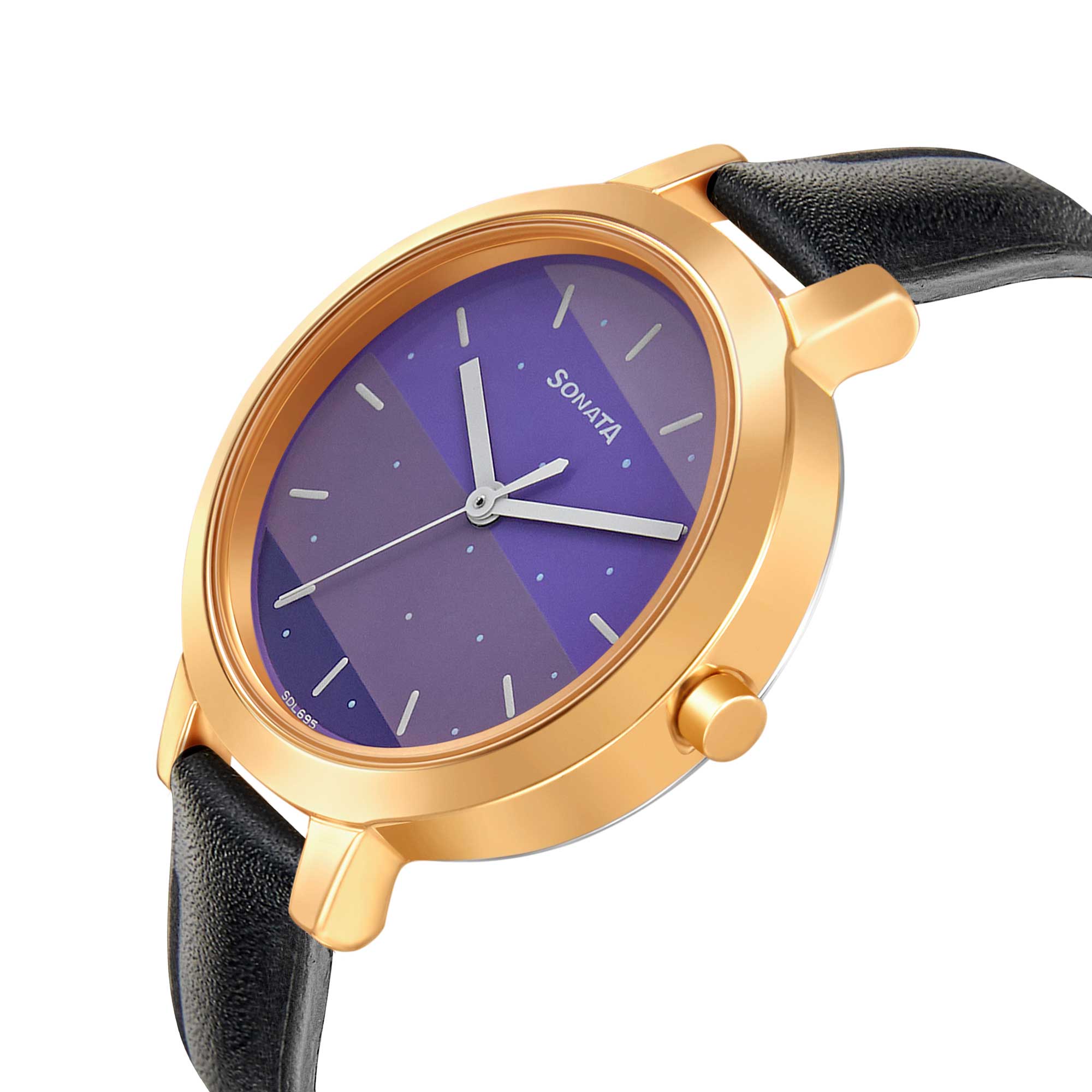 Sonata Play Purple Dial Women Watch With Leather Strap