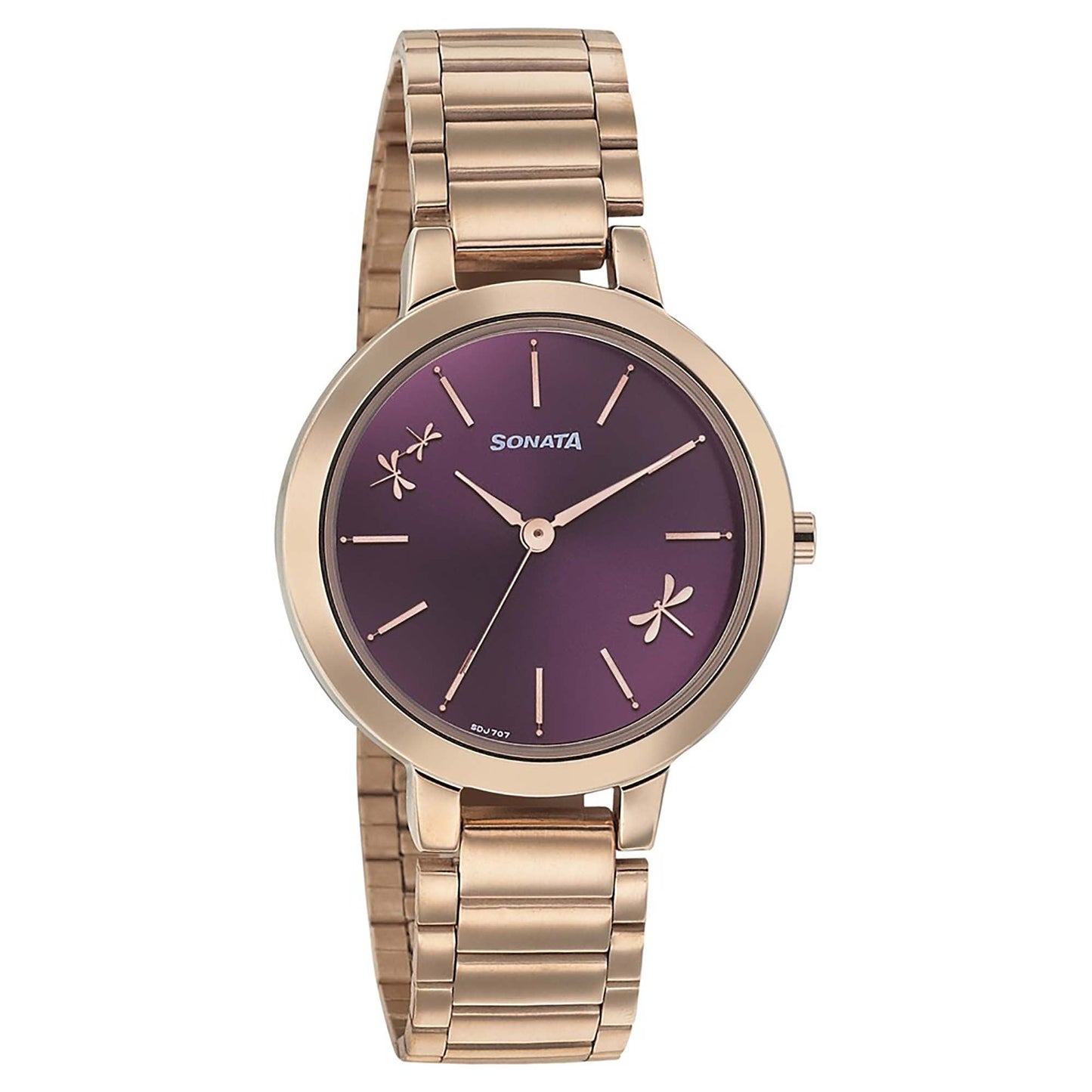 Sonata Play Purple Dial Women Watch With Stainless Steel Strap