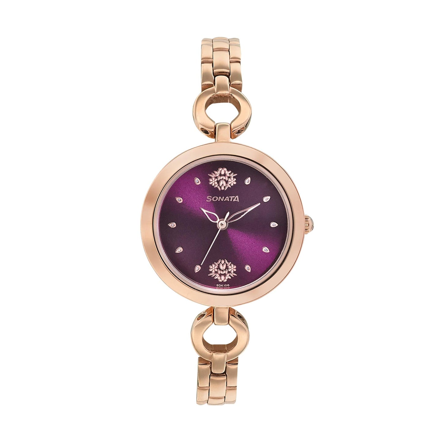 Sonata Wedding Purple Dial Women Watch With Stainless Steel Strap