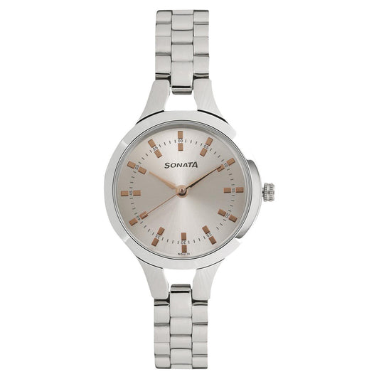 Sonata Mission Mangal Silver Dial Women Watch With Stainless Steel Strap