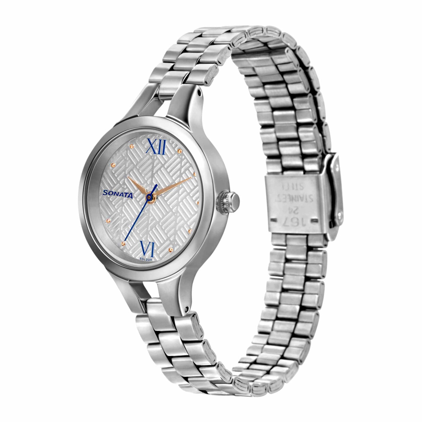 Sonata Workwear White Dial Women Watch With Stainless Steel Strap