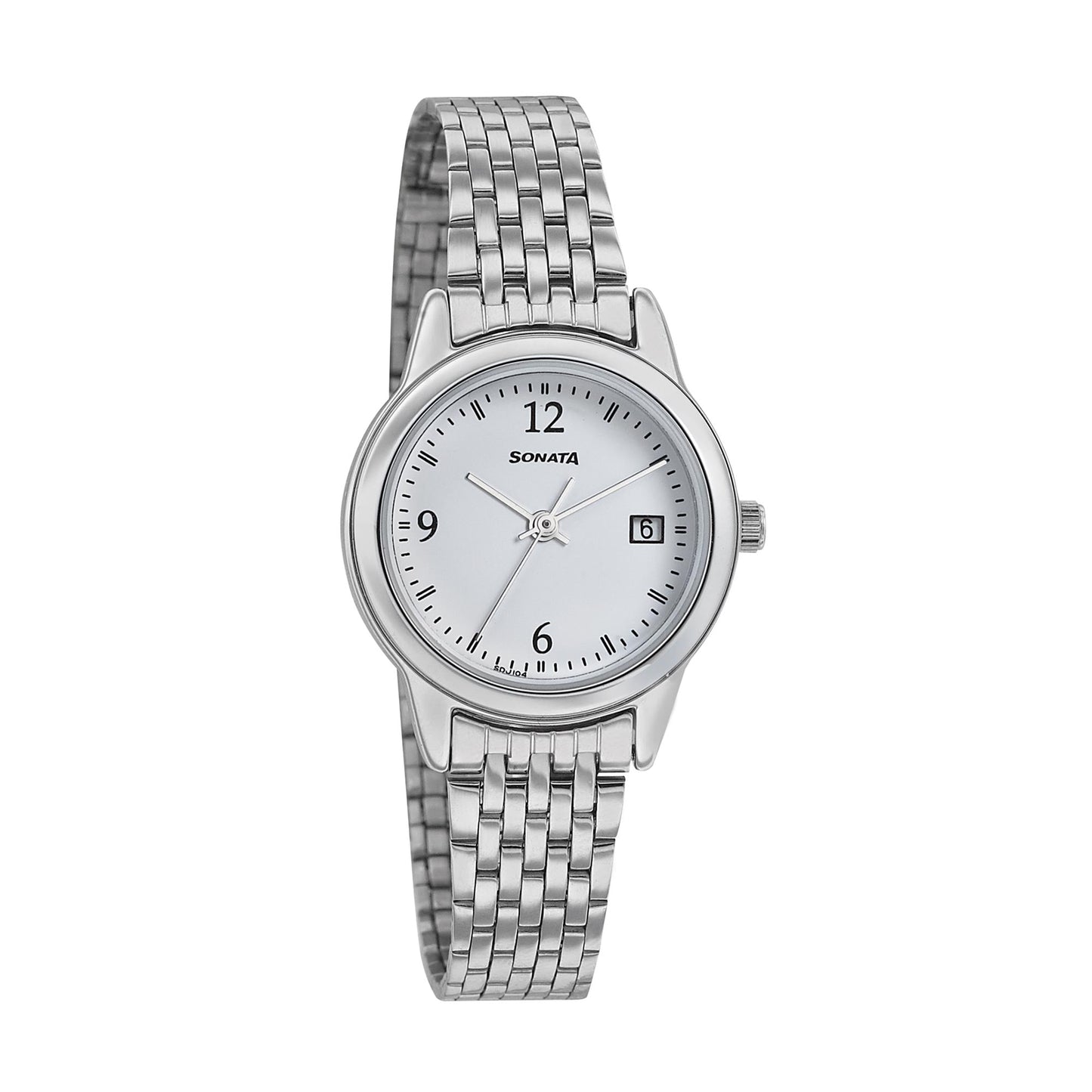 Sonata Mission Mangal White Dial Women Watch With Stainless Steel Strap