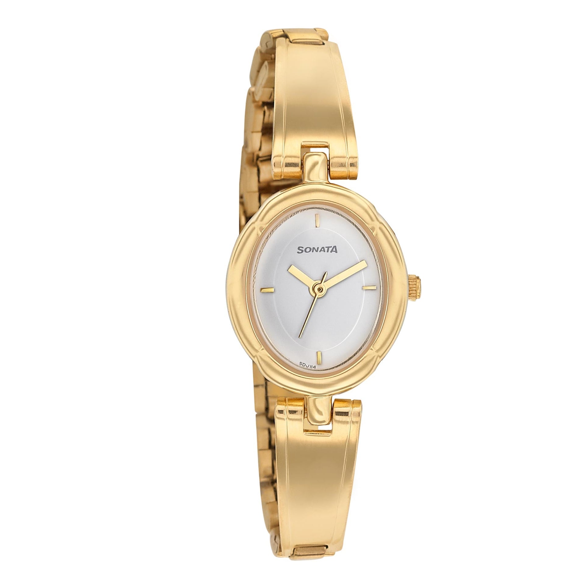 Sonata Essentials White Dial Women Watch With Metal Strap – Titan