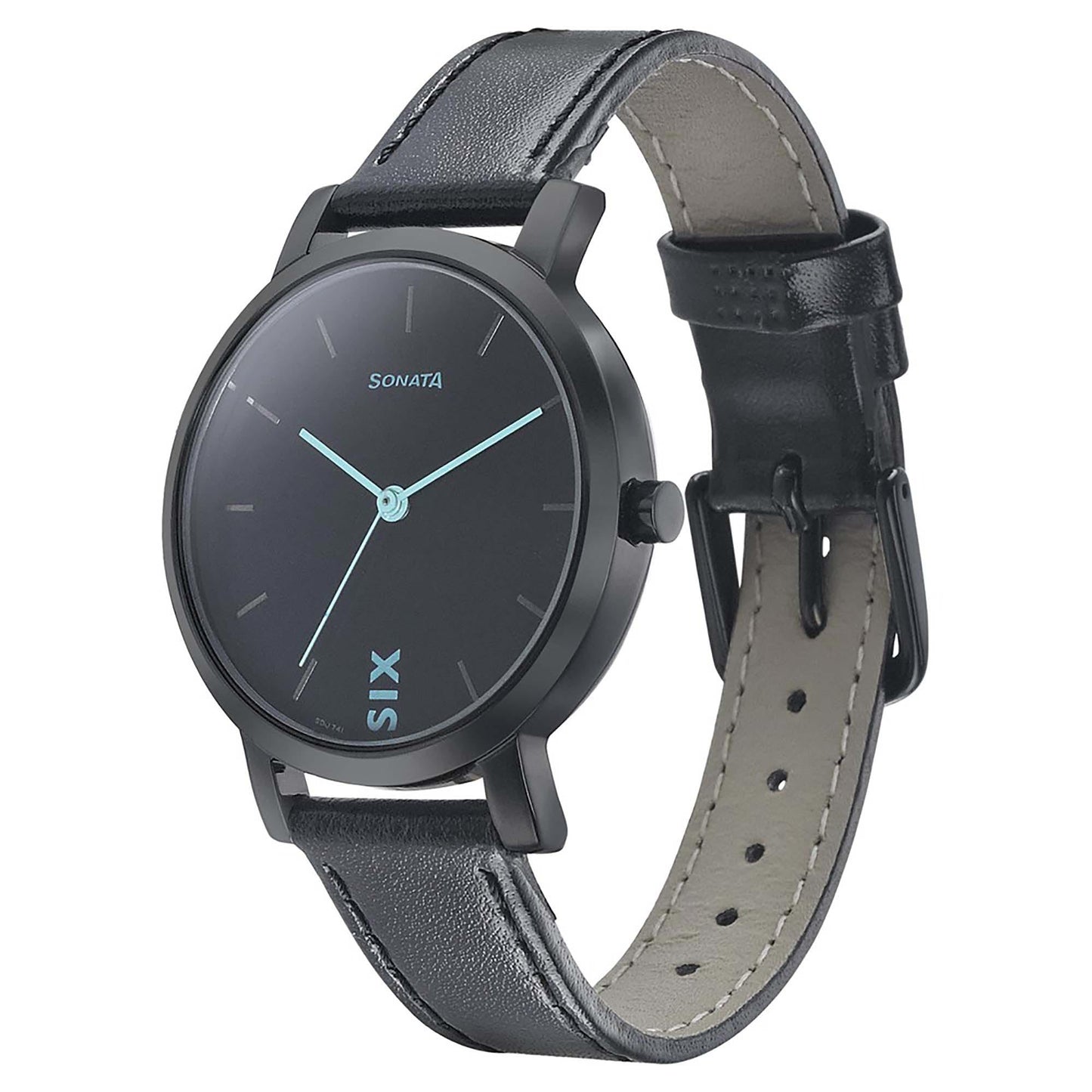 Sonata Play Black Dial Women Watch With Leather Strap