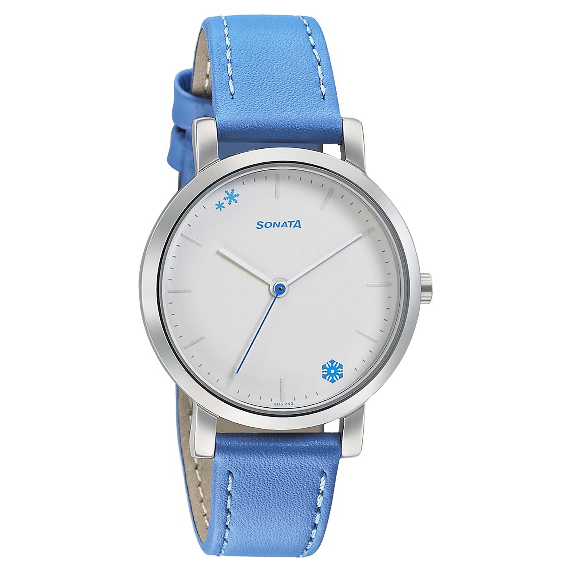 Sonata Play Silver Dial Women Watch With Leather Strap