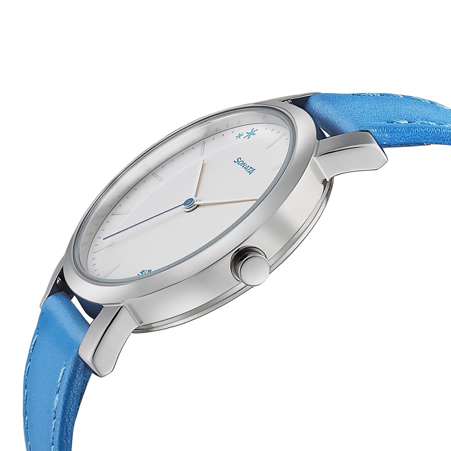 Sonata Play Silver Dial Women Watch With Leather Strap