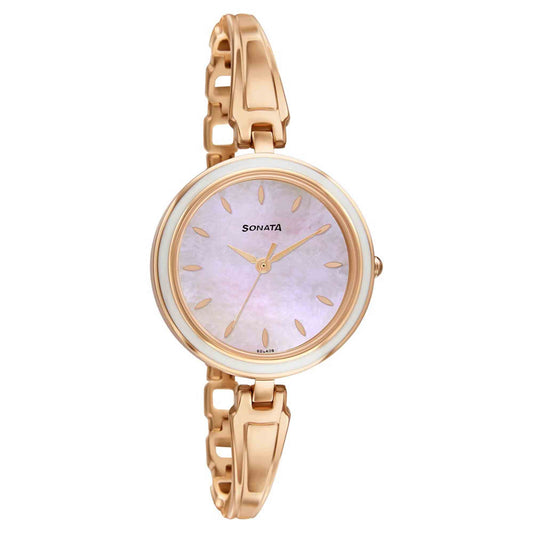 Sonata Wedding Mother of Pearl Dial Women Watch With Metal Strap