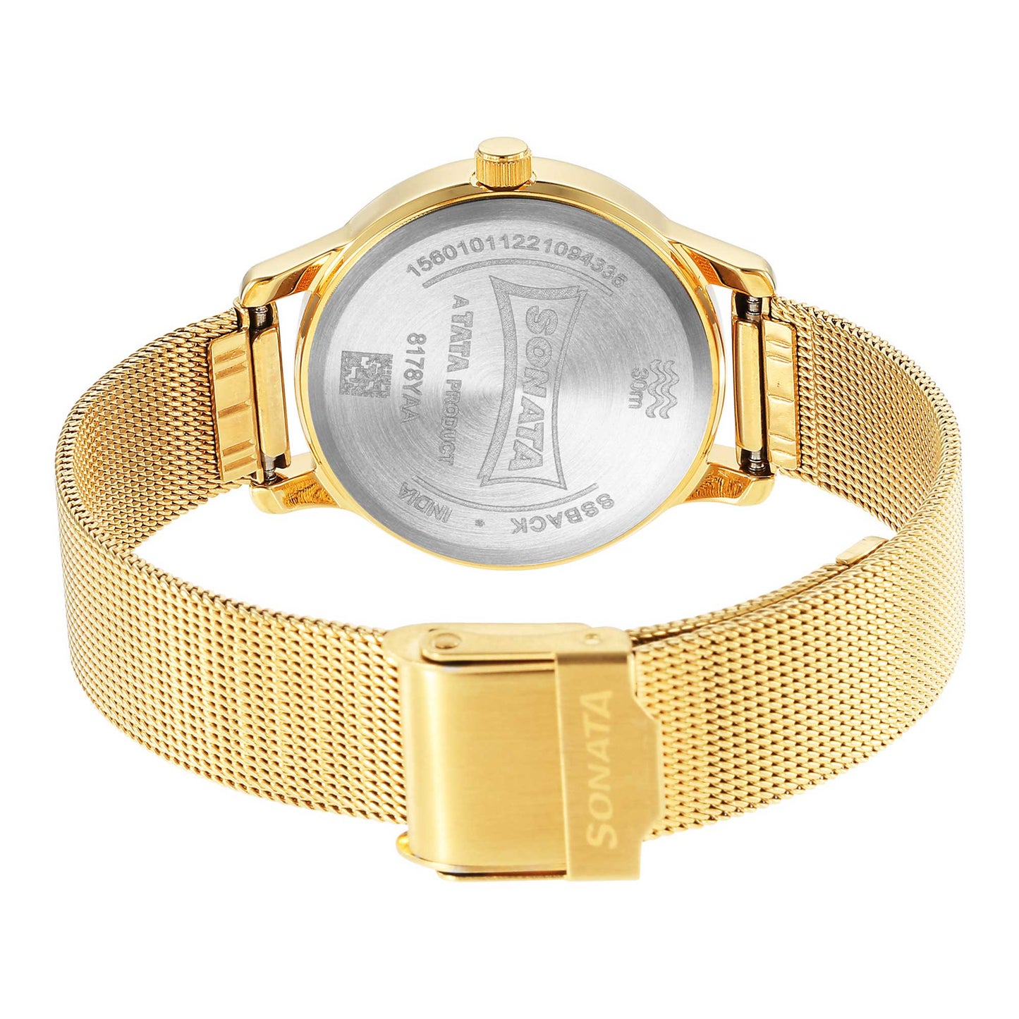 Classic Gold Blue Dial Metal Strap Watch for Women
