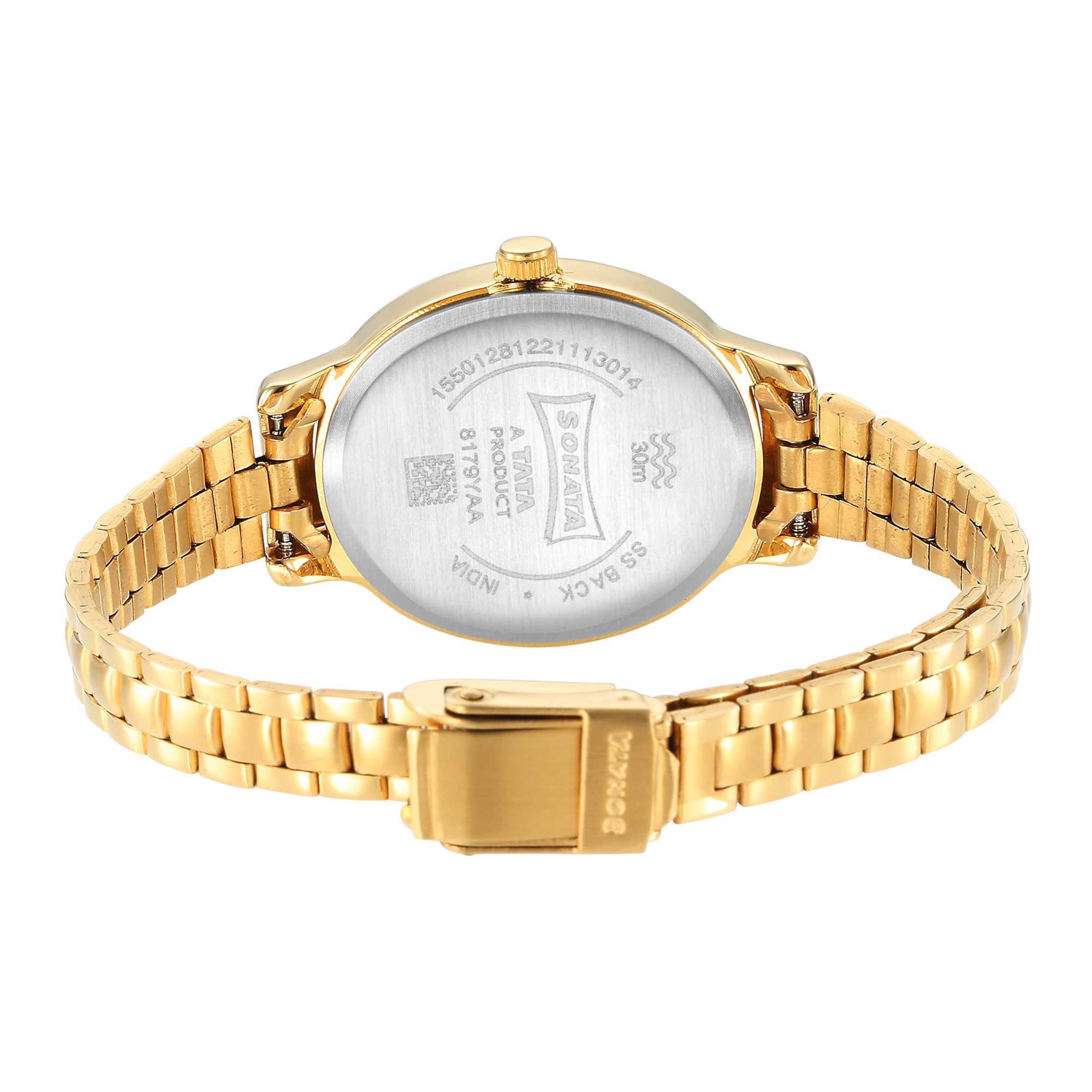 Classic Gold Silver Dial Metal Strap Watch for Women