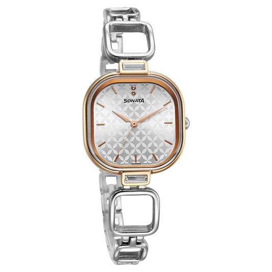 Sonata Wedding Quartz Analog Silver Dial Metal Strap Watch for Women