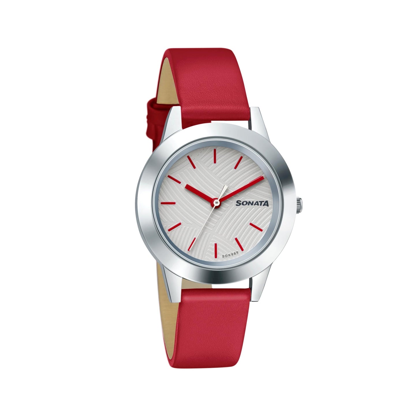 Sonata Splash White Dial Women Watch With Leather Strap