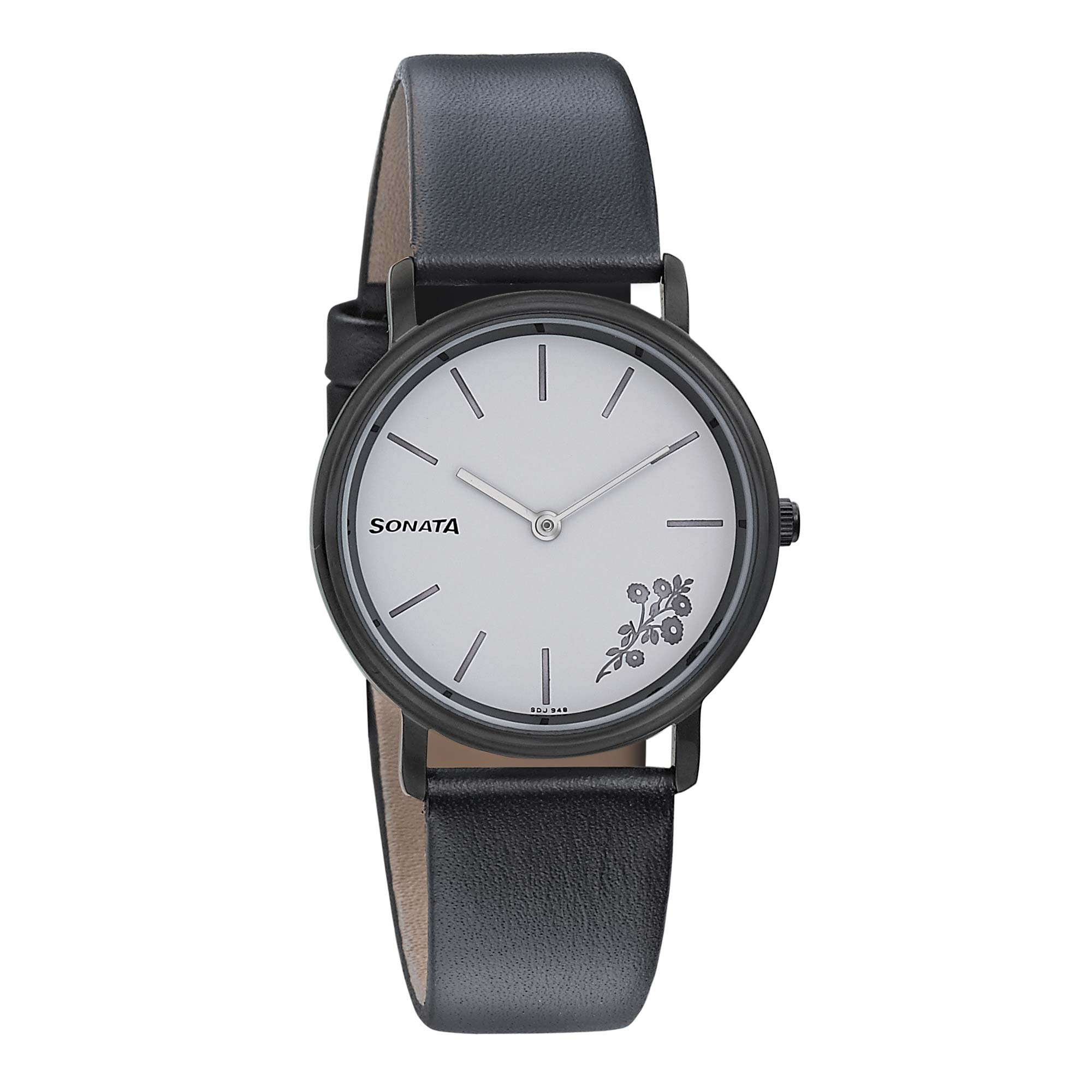 Sonata Silver Lining White Dial Women Watch With Leather Strap