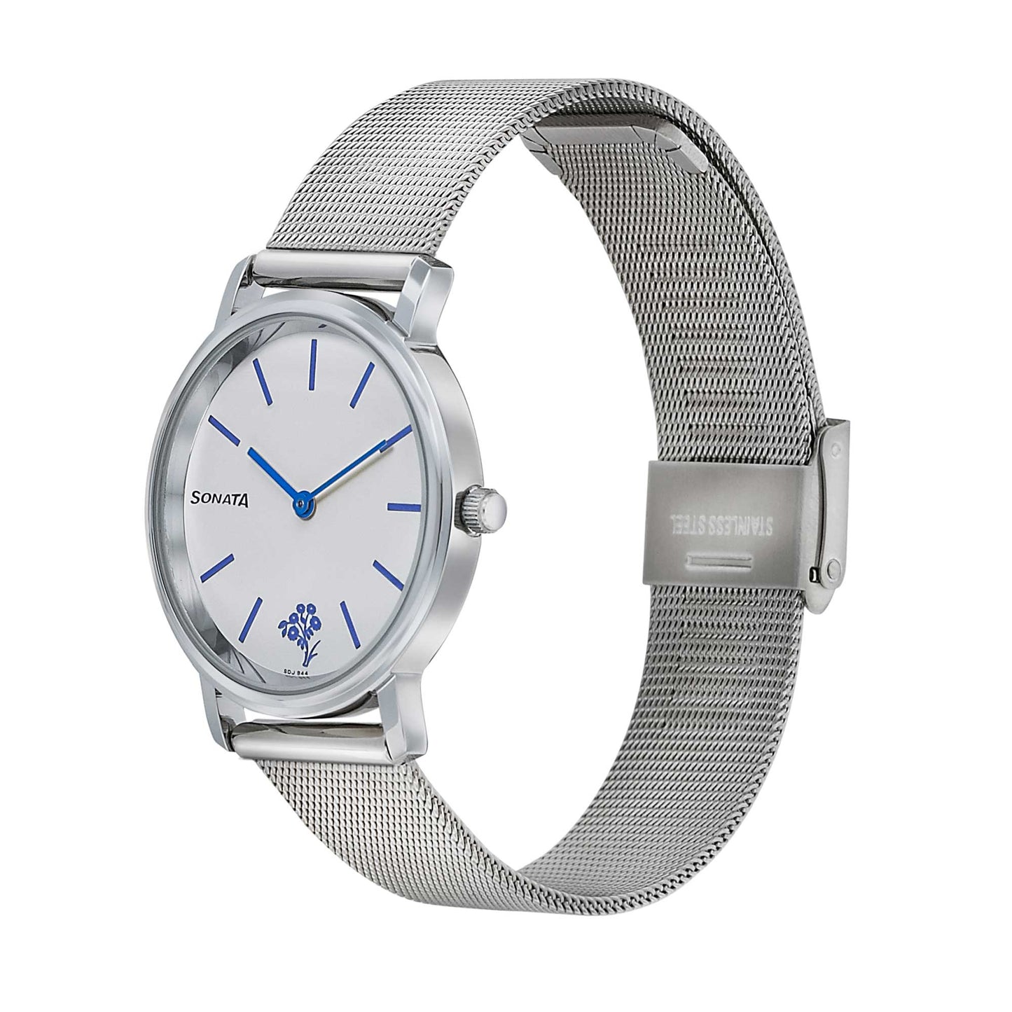 Sonata Silver Lining White Dial Women Watch With Stainless Steel Strap