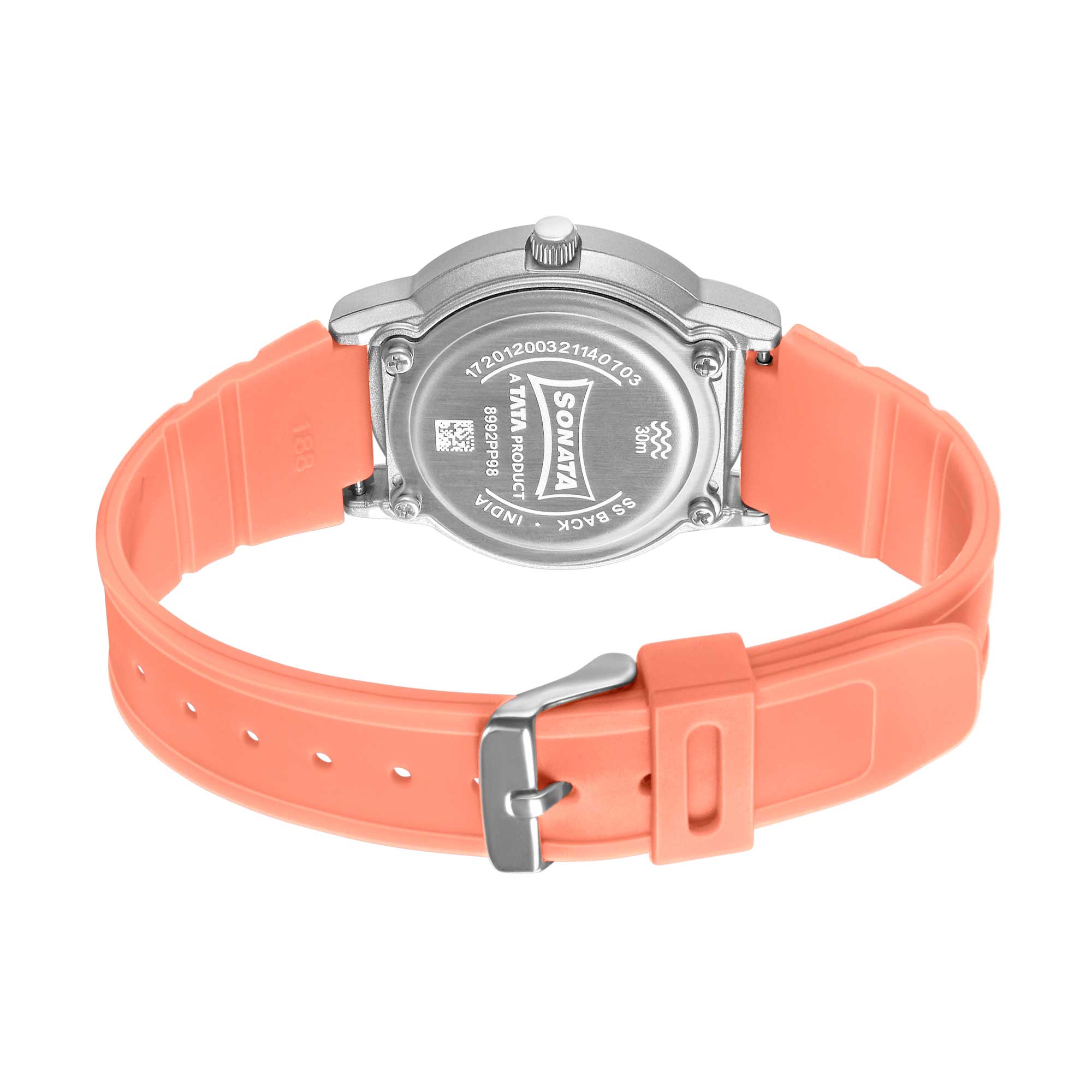 Sonata Play Orange Dial Women Watch With Plastic Strap