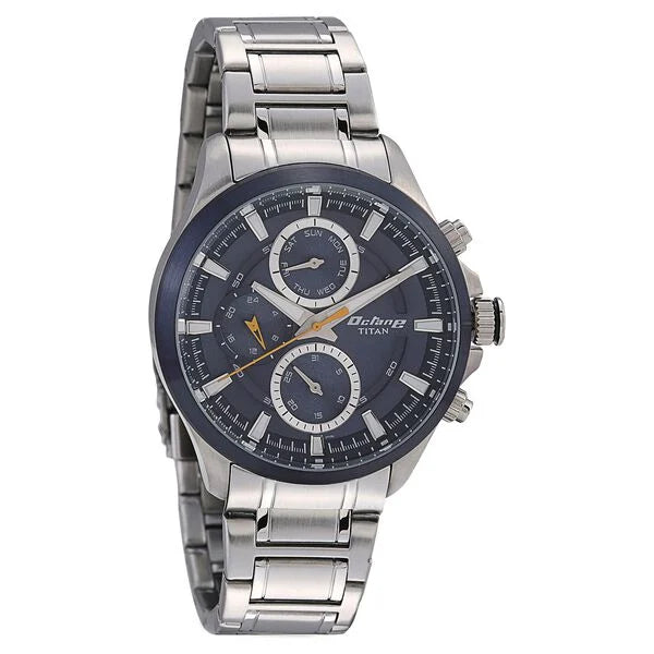 Titan Octane Blue Dial Quartz Multifunction Stainless Steel Strap watch for Men