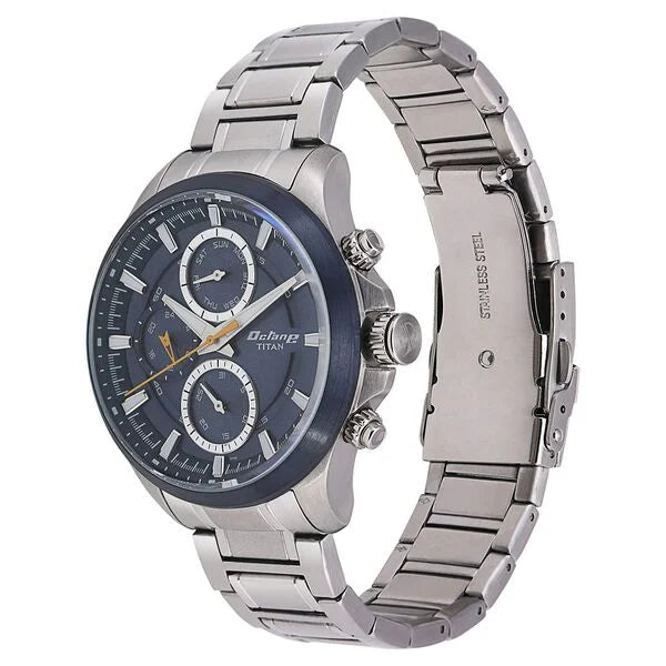 Titan Octane Blue Dial Quartz Multifunction Stainless Steel Strap watch for Men