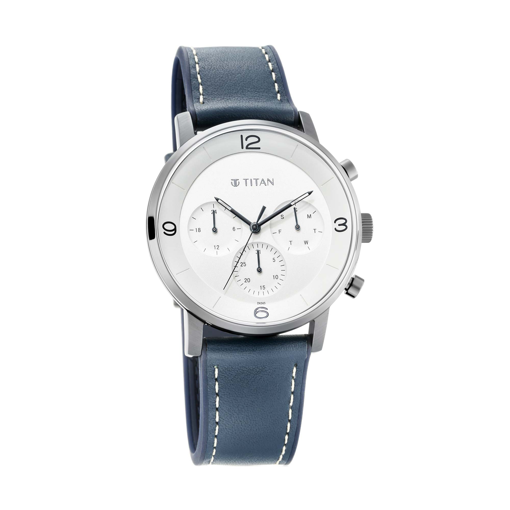 Titan Athleisure Silver Dial Multi Leather Strap Watch for Men