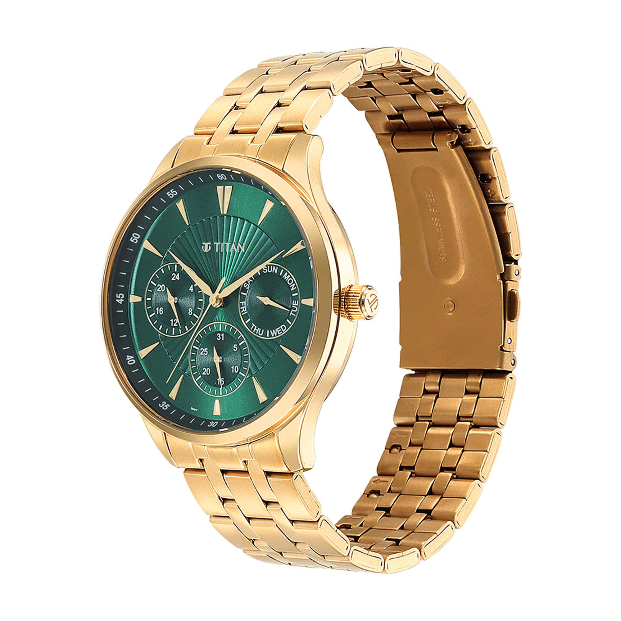 Titan Opulent III Green Dial Multi Stainless Steel Strap watch for Men